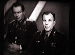 Юрий Гагарин и Герман Титов в студии Центрального телевидения